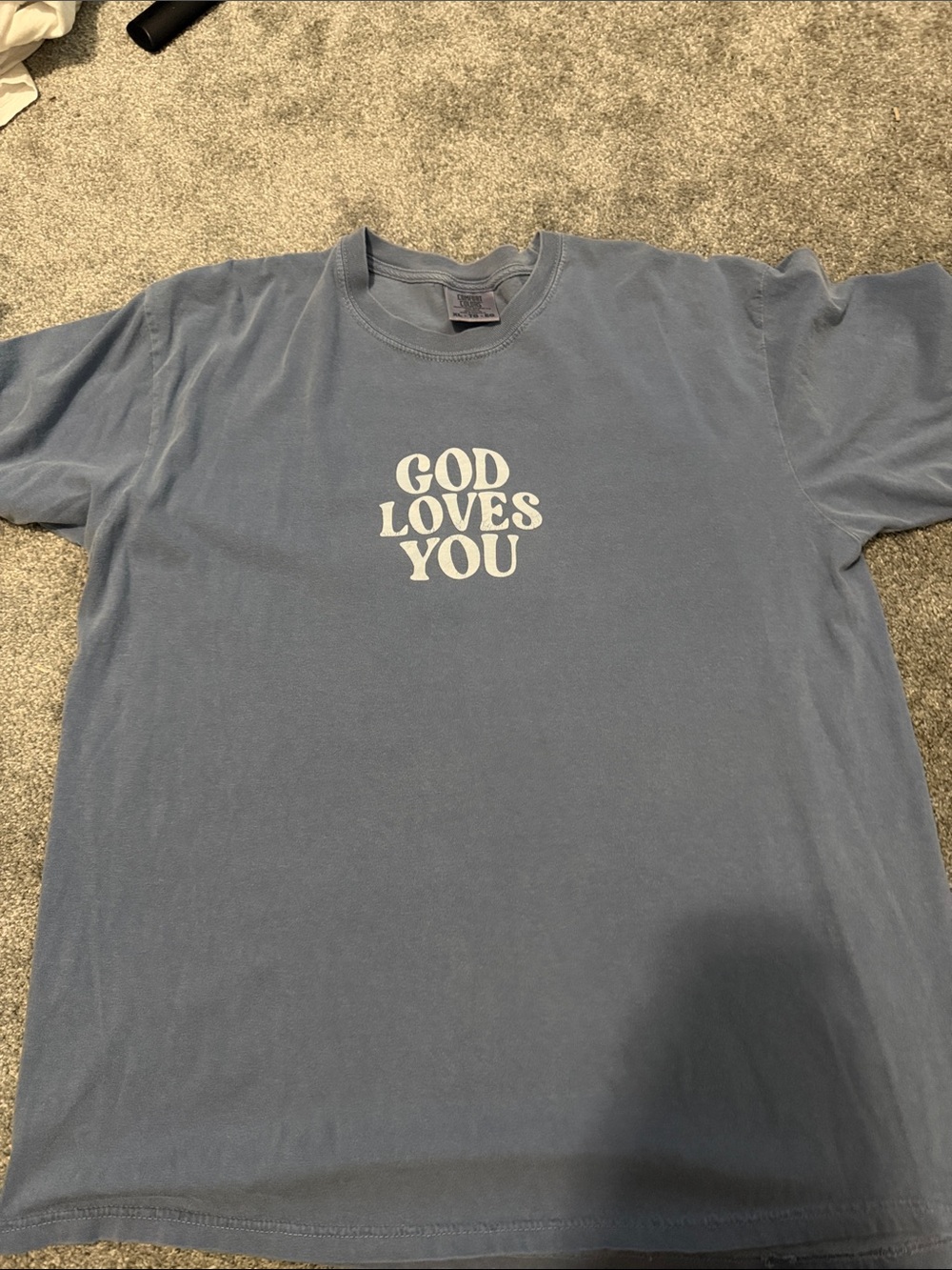 Comfort Colors Blue 'God Loves You' Graphic Tee - Men's Crewneck